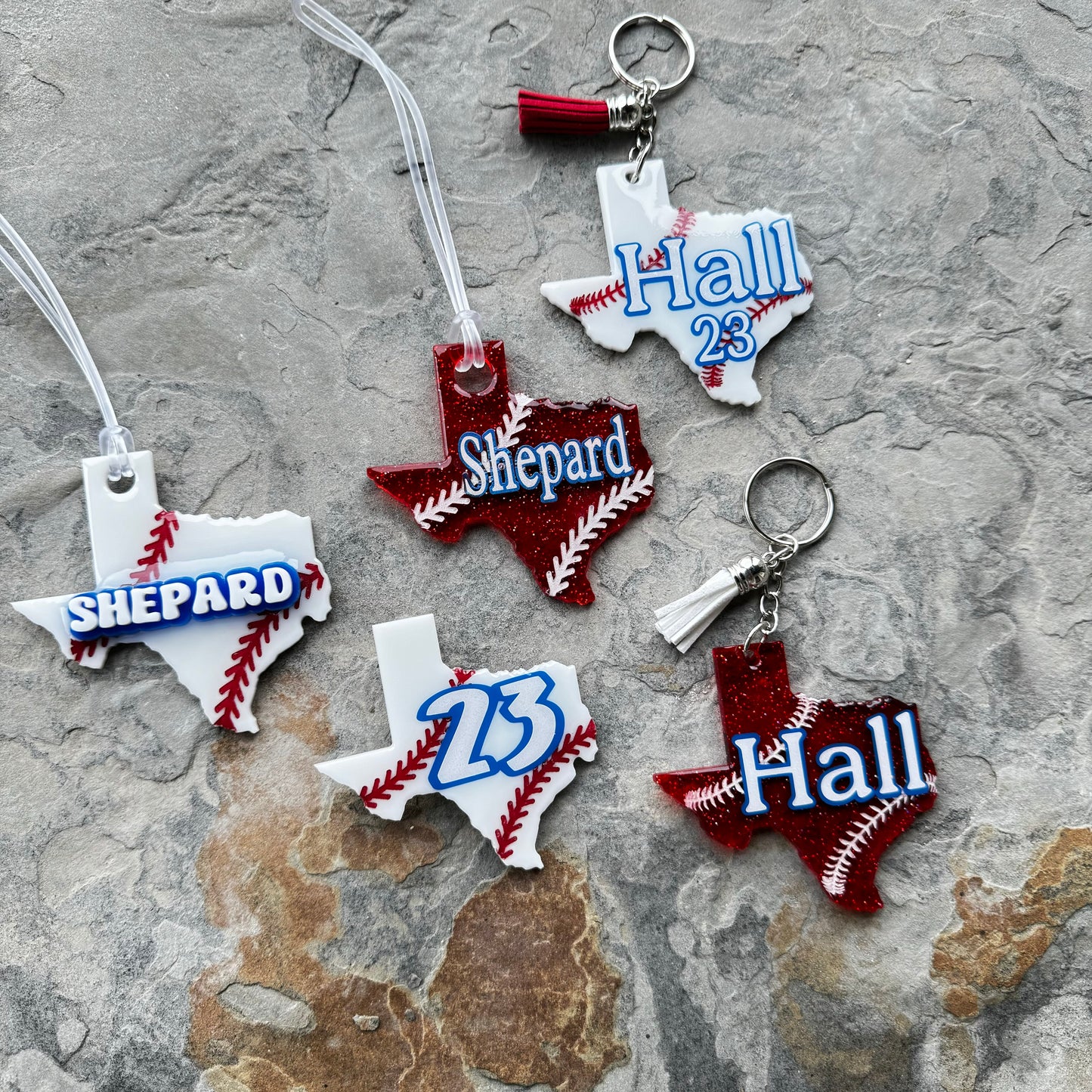 Baseball Keychain State of Texas Shape