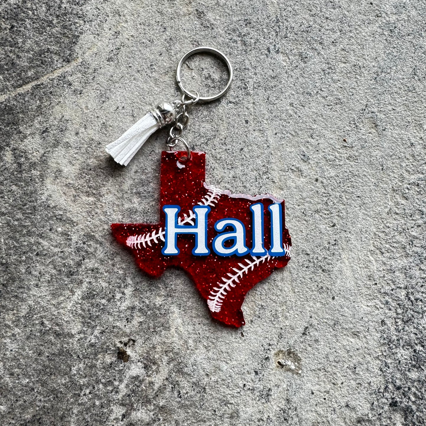 Baseball Keychain State of Texas Shape