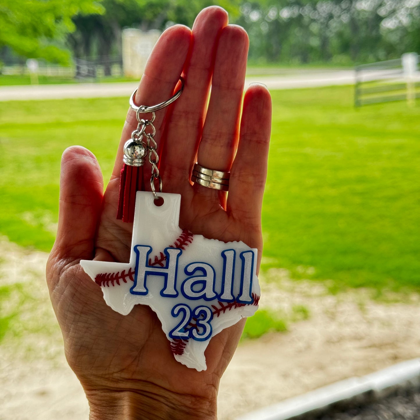 Baseball Keychain State of Texas Shape