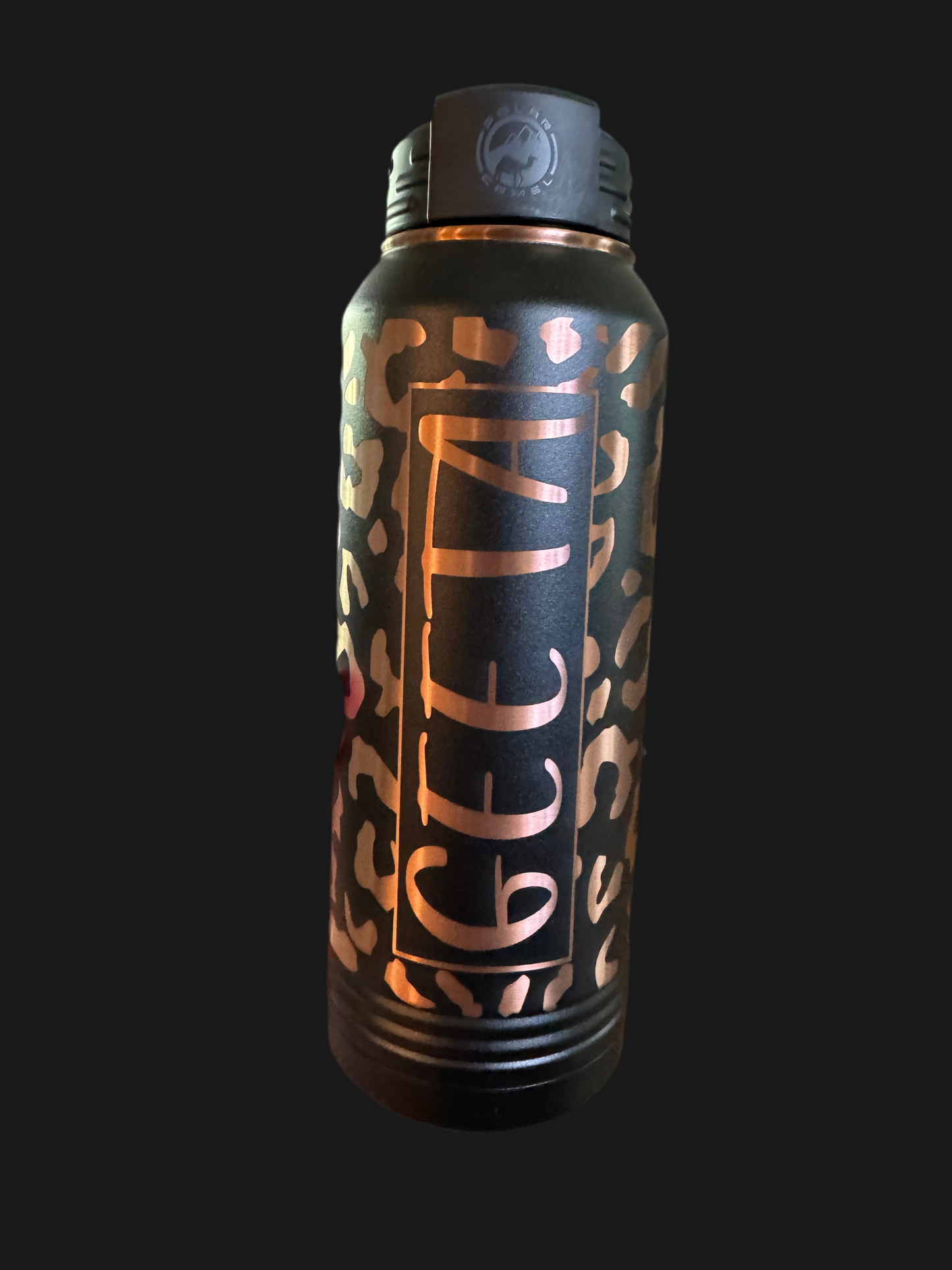 Customized Leopard Print Engraved Water Bottle & Keychain