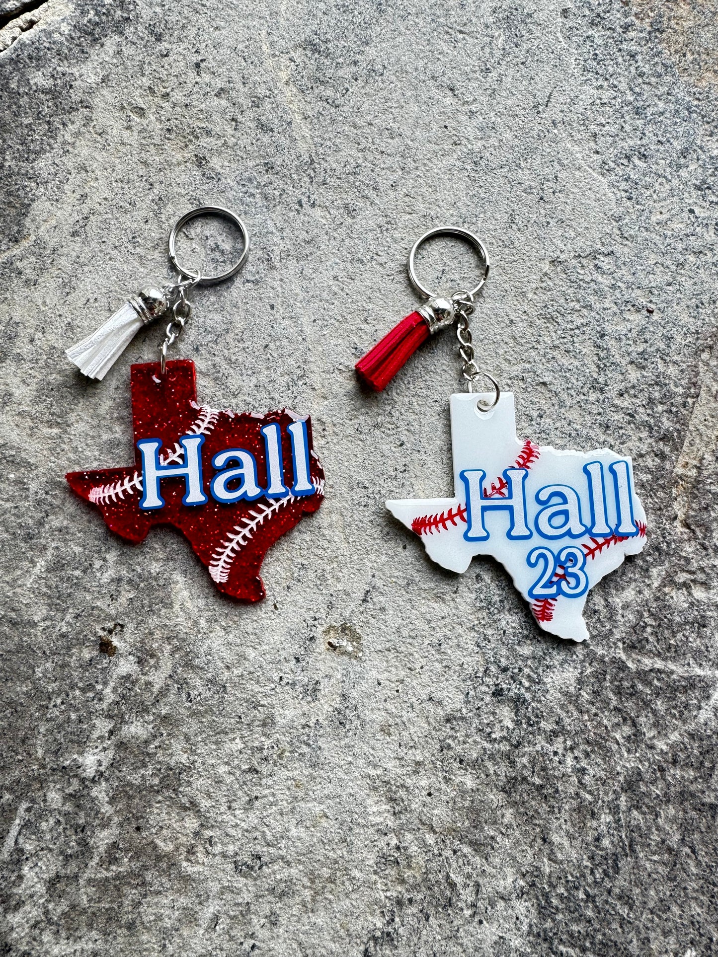 Baseball Keychain State of Texas Shape