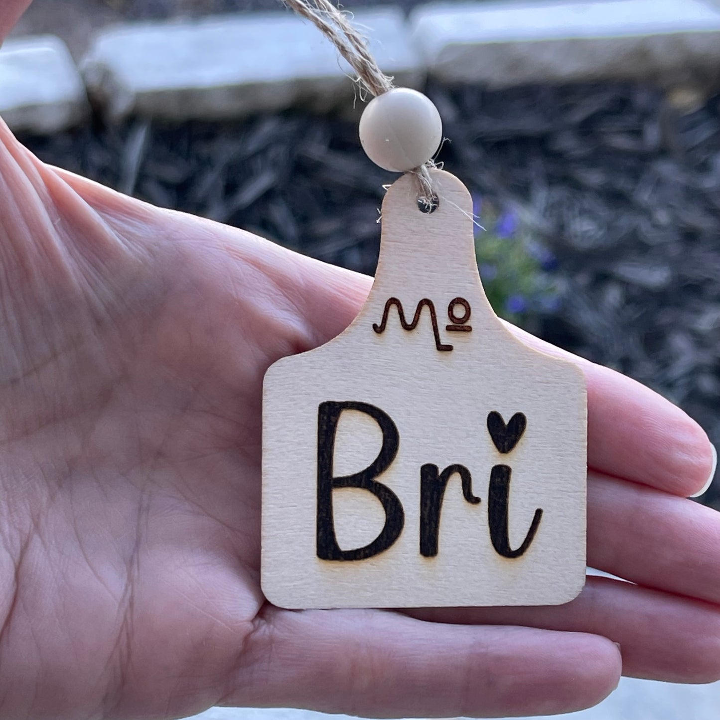 Cow Ear Tag Shape Gift Tag with Custom Engraving