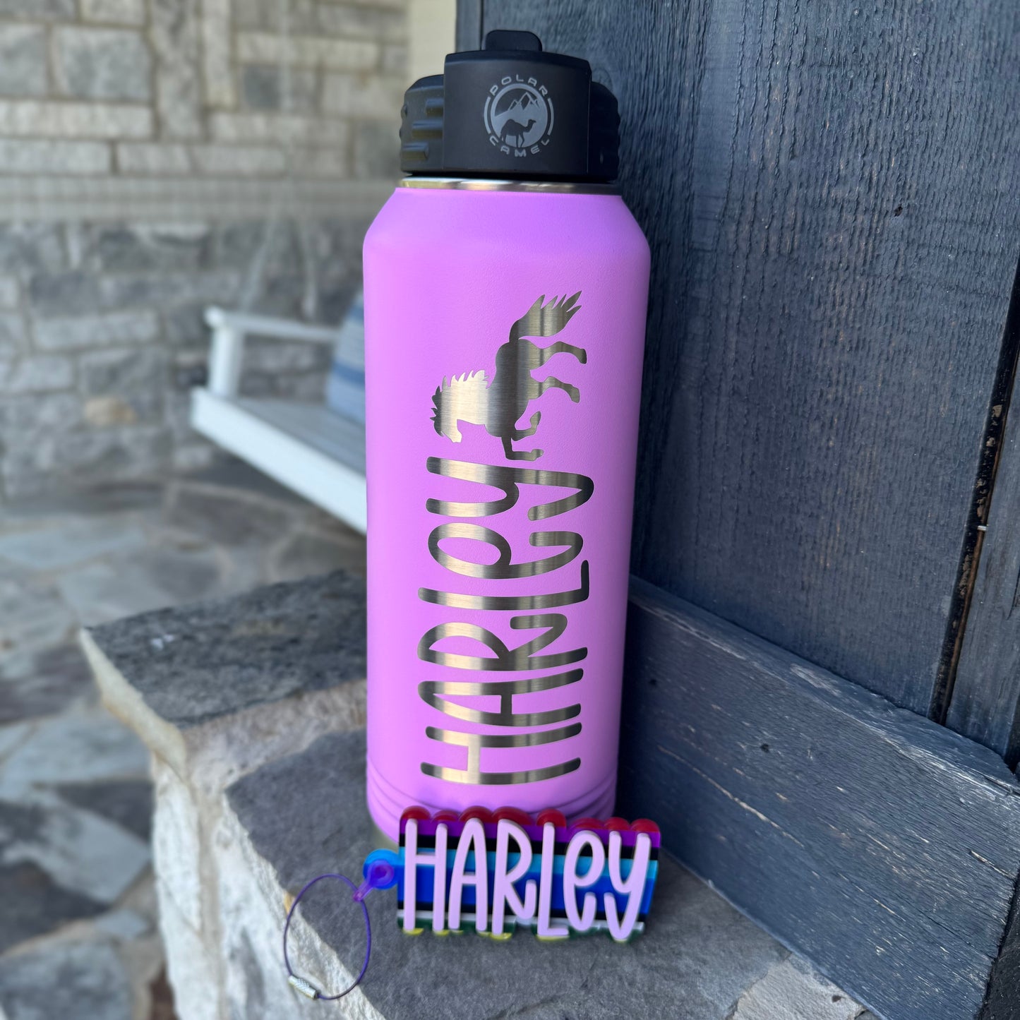 Customized Serape Keychain & Engraved Sports Water Bottle