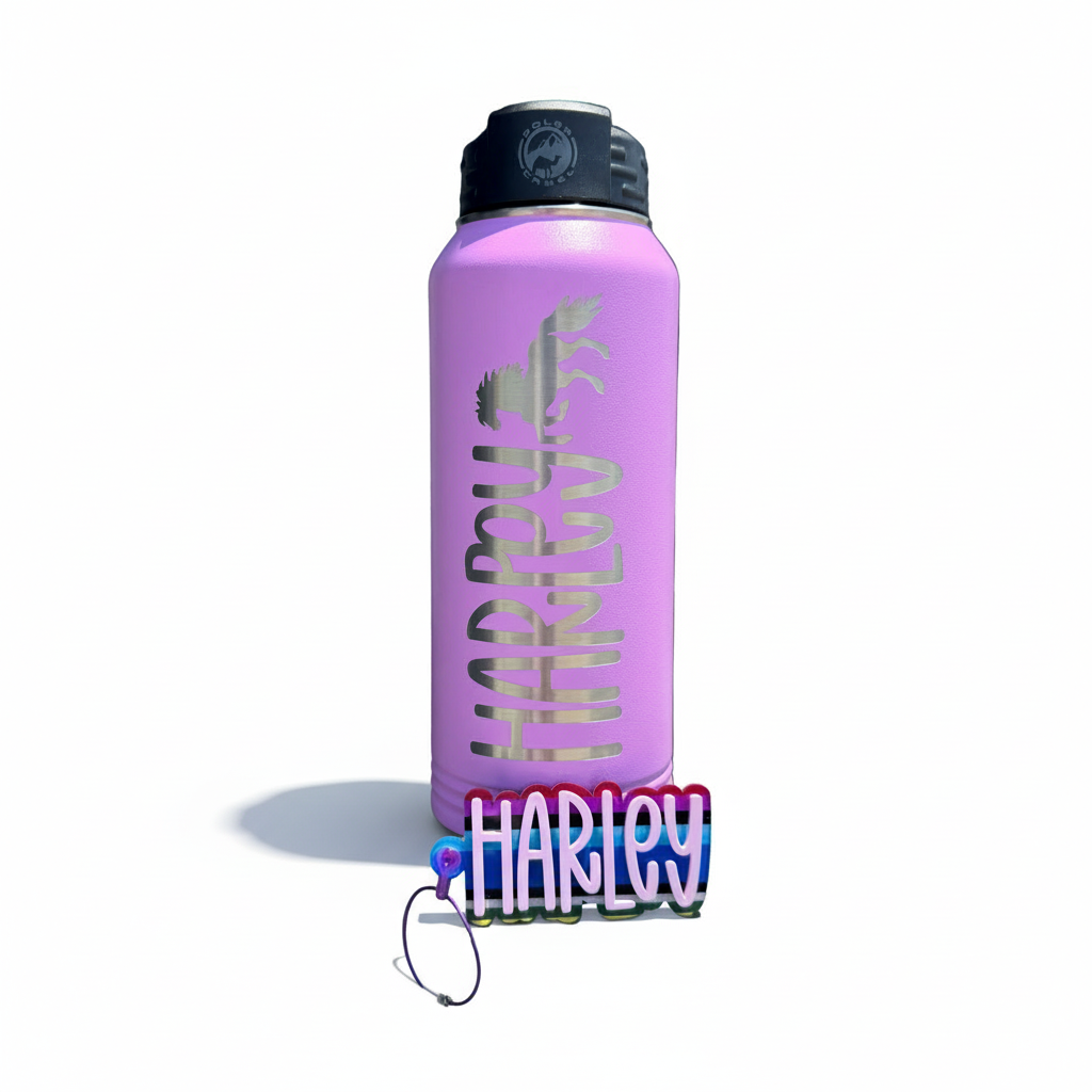 Customized Serape Print Keychain & Engraved Water Bottle Set