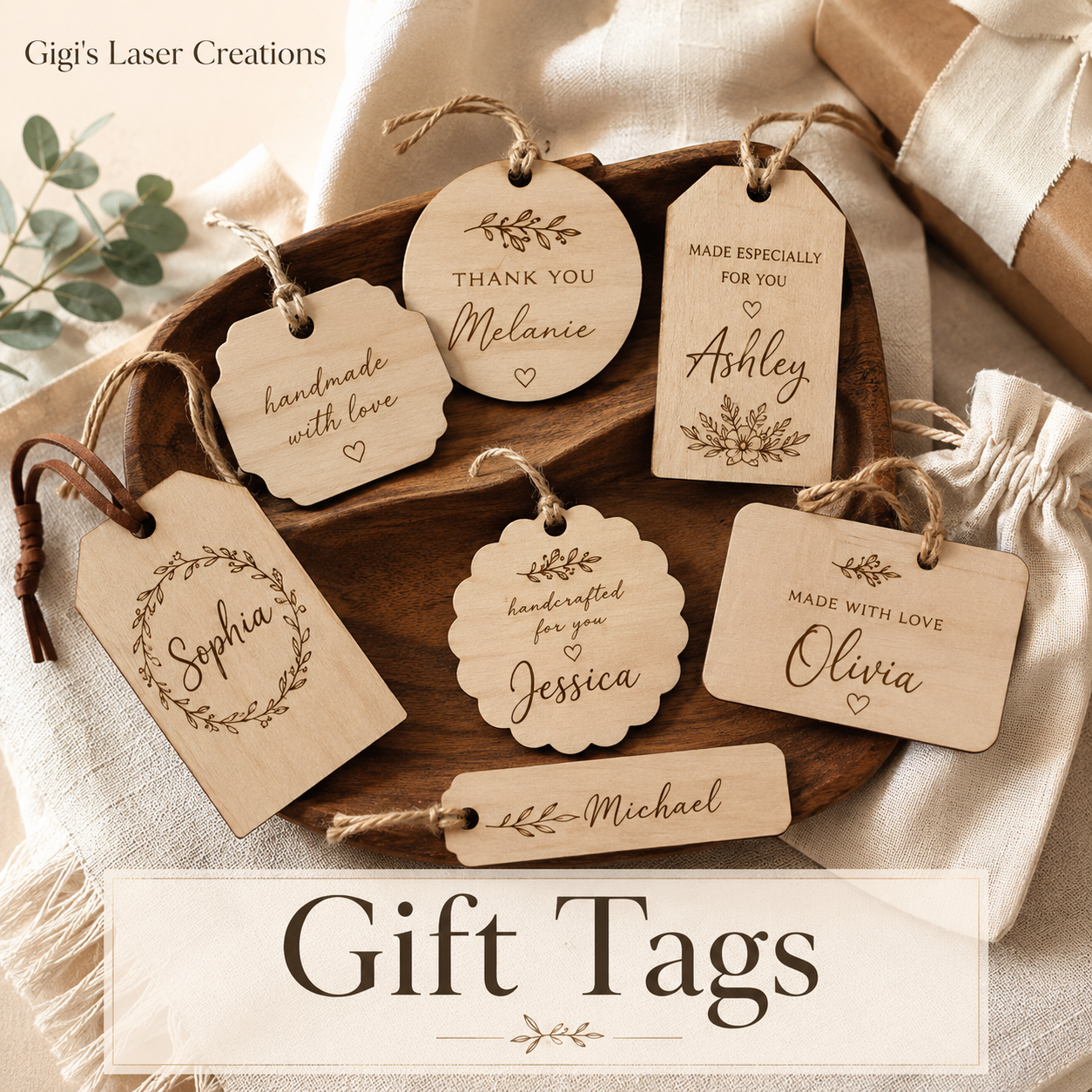 Custom engraved western gift tags