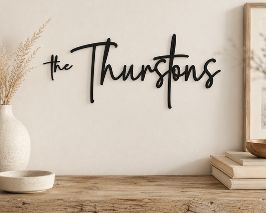 Personalized Family Name Wall Sign — Custom Wood Last Name Decor & Wedding Gift