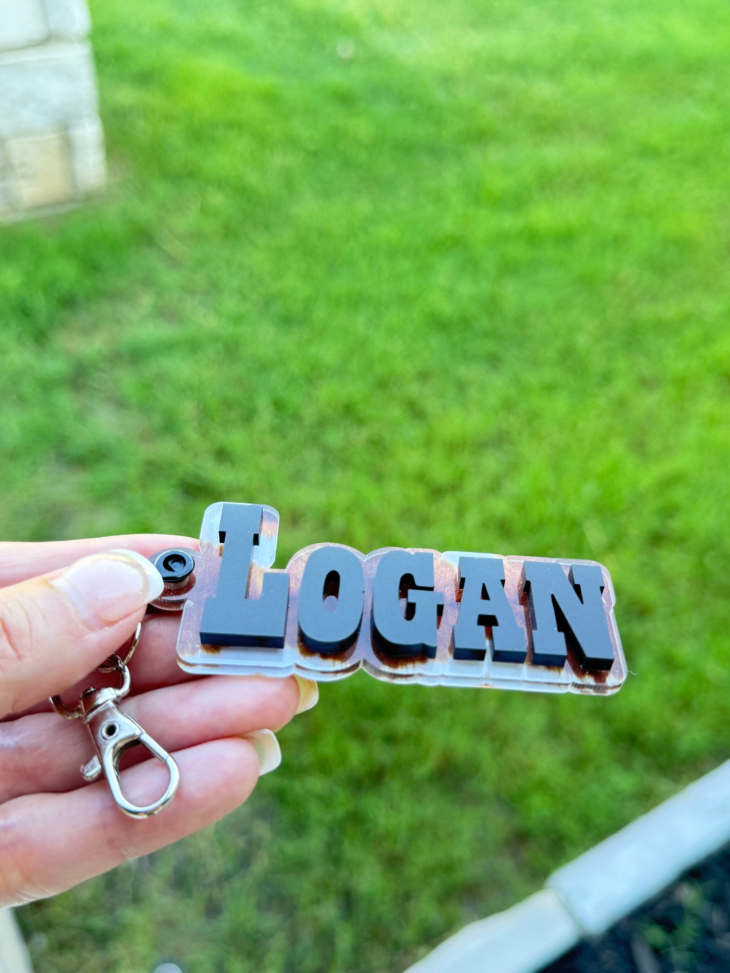 Brown & White Cowhide Personalized Keychain — Western Accessories
