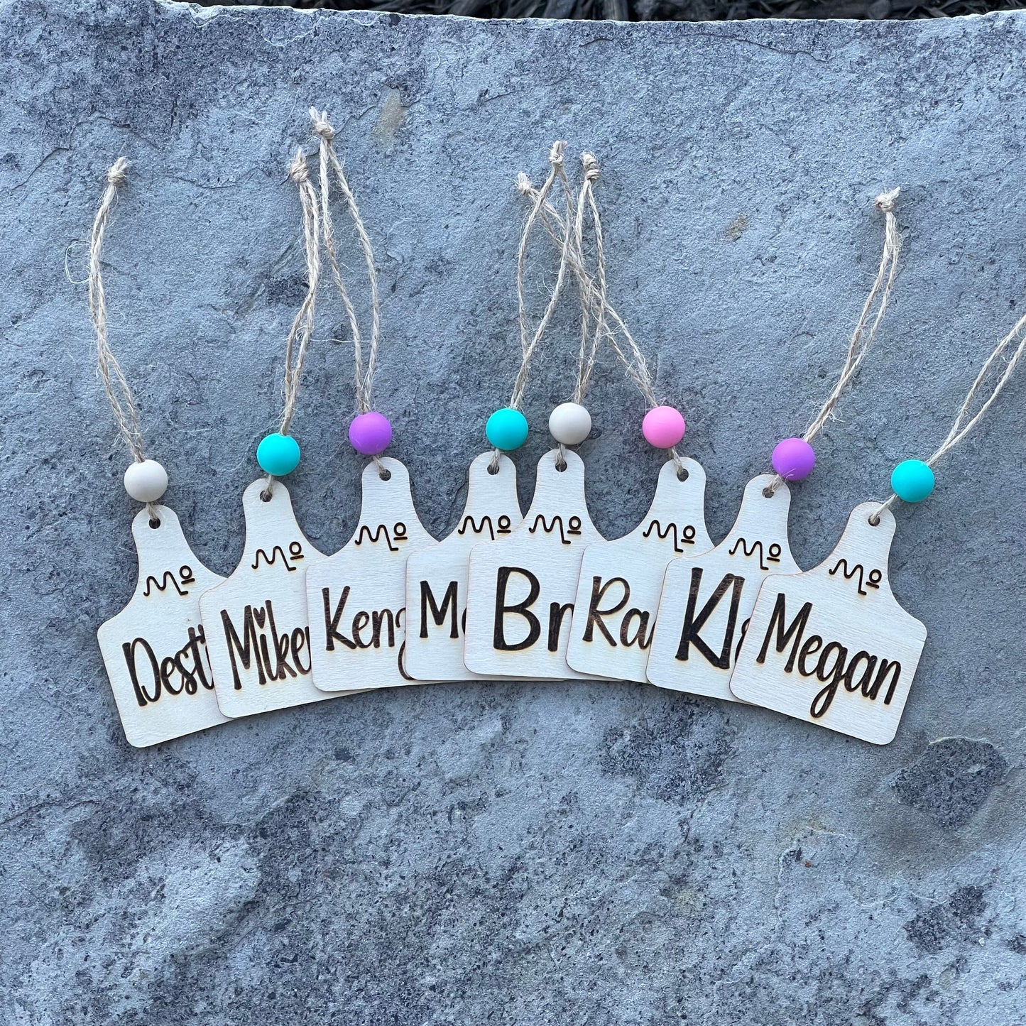 Cow Ear Tag Shape Gift Tag with Custom Engraving