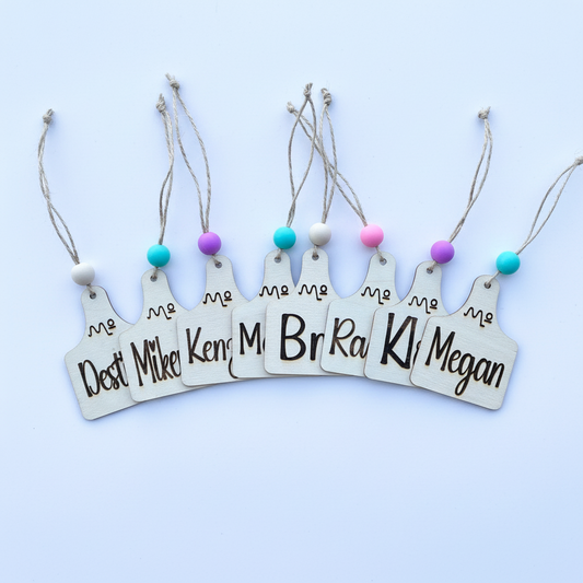 Cow Ear Tag Shape Gift Tag with Custom Engraving