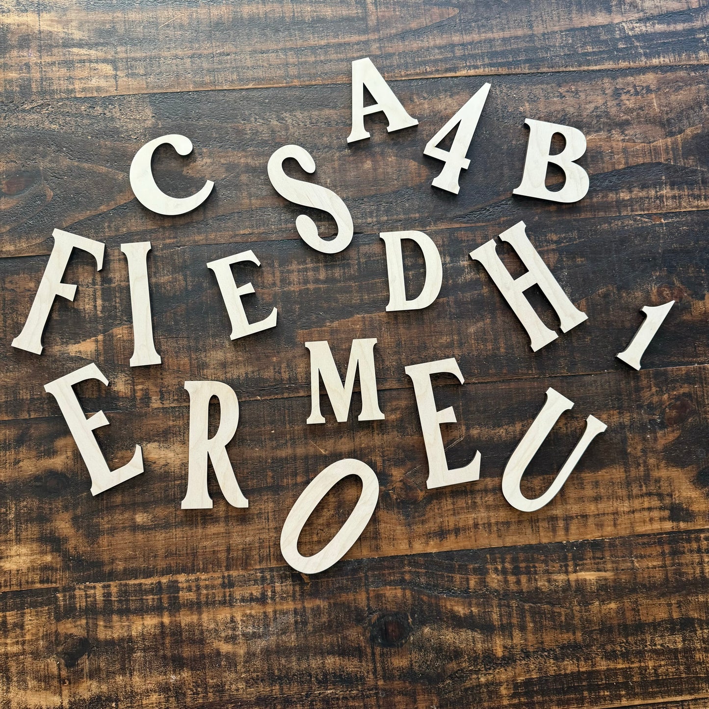 Custom Wooden Letter Cut outs with Peel & Stick Backing