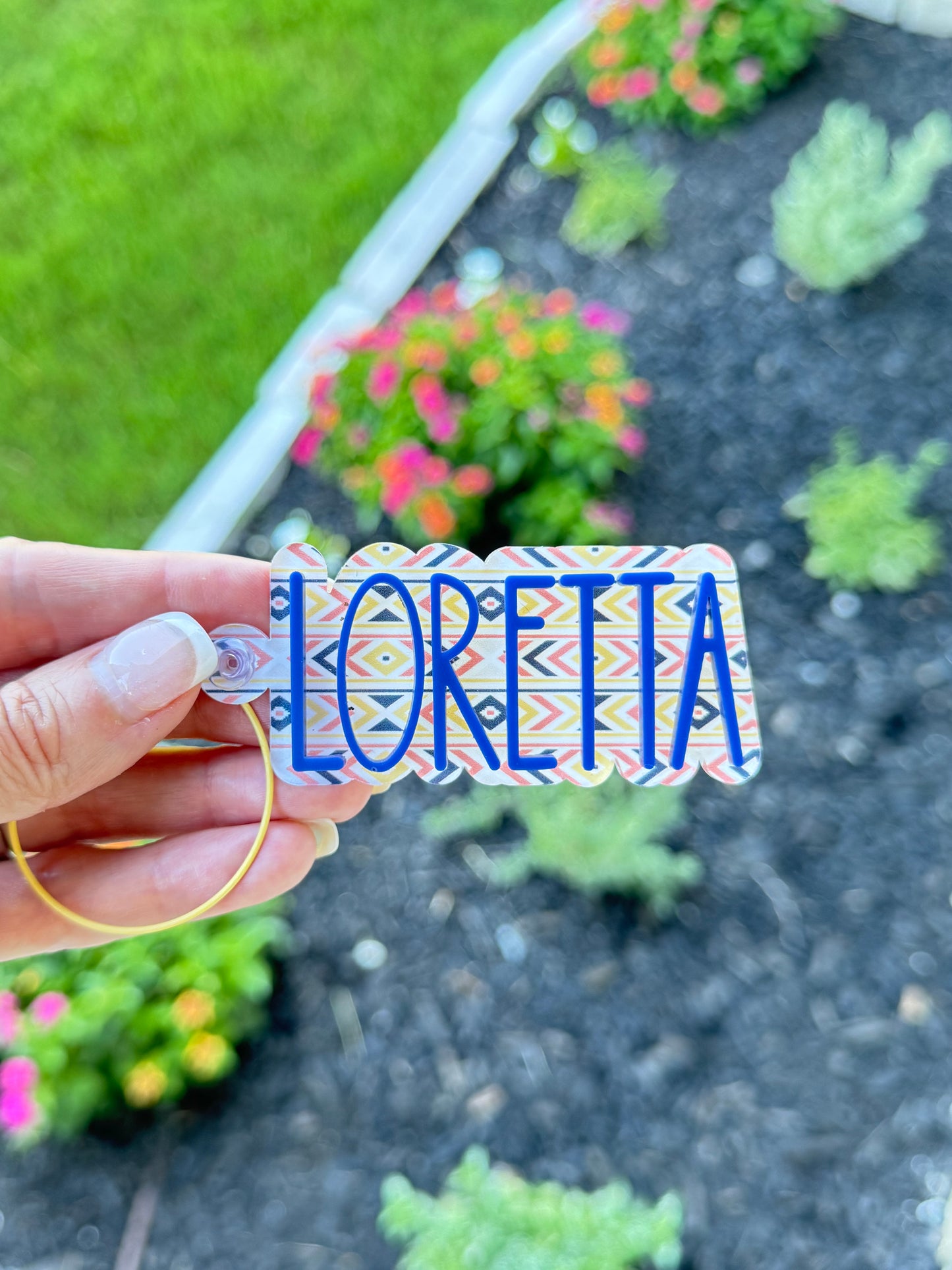 Aztec Style Personalized Keychain — Western Boho Accessory