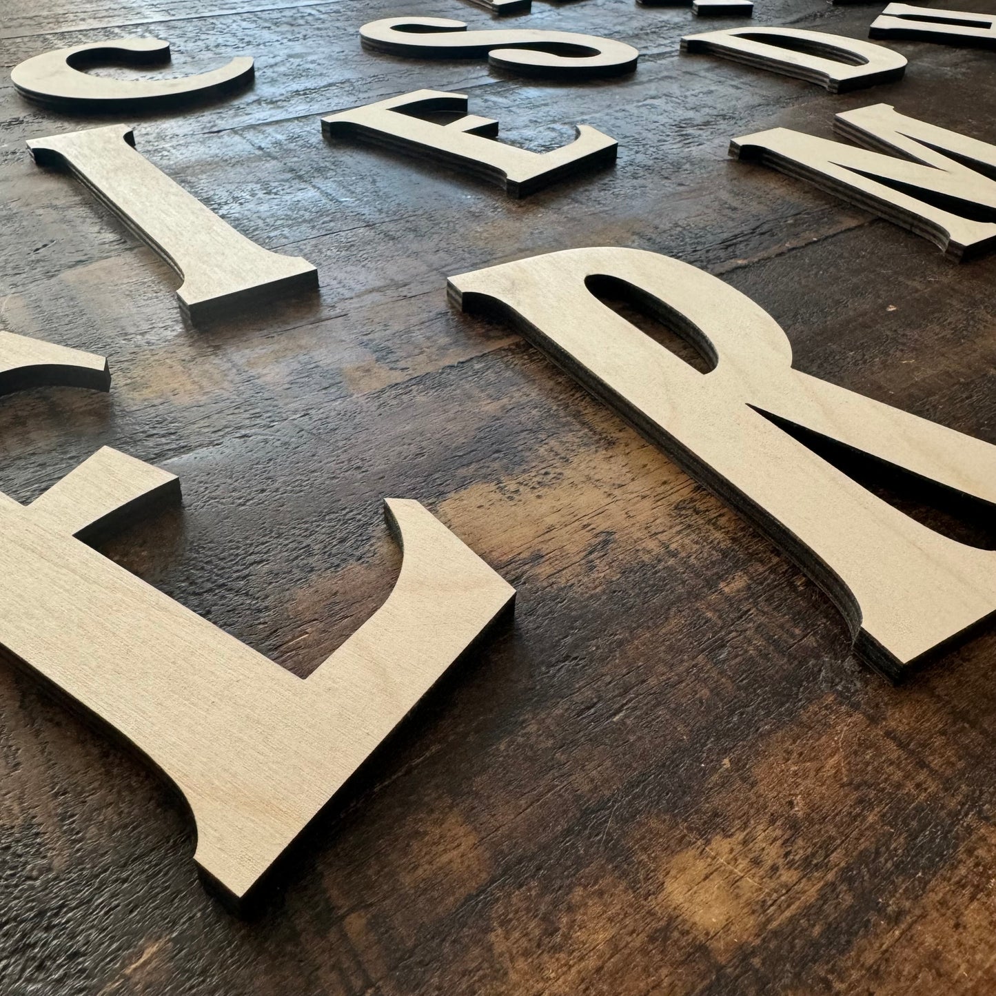 Custom Wooden Letter Cut outs with Peel & Stick Backing