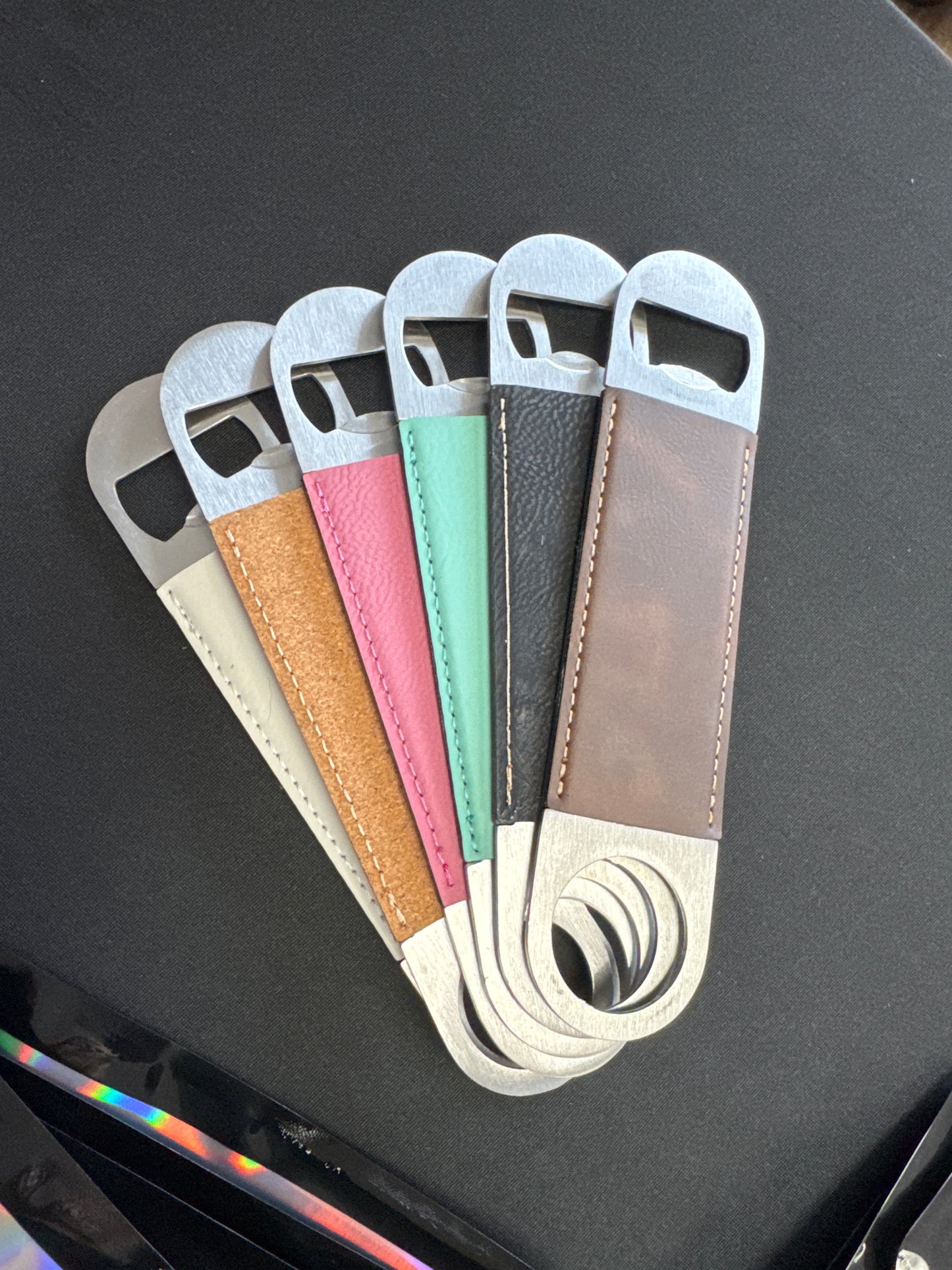 Personalized Engraved Leatherette Bottle Opener — Custom Gift