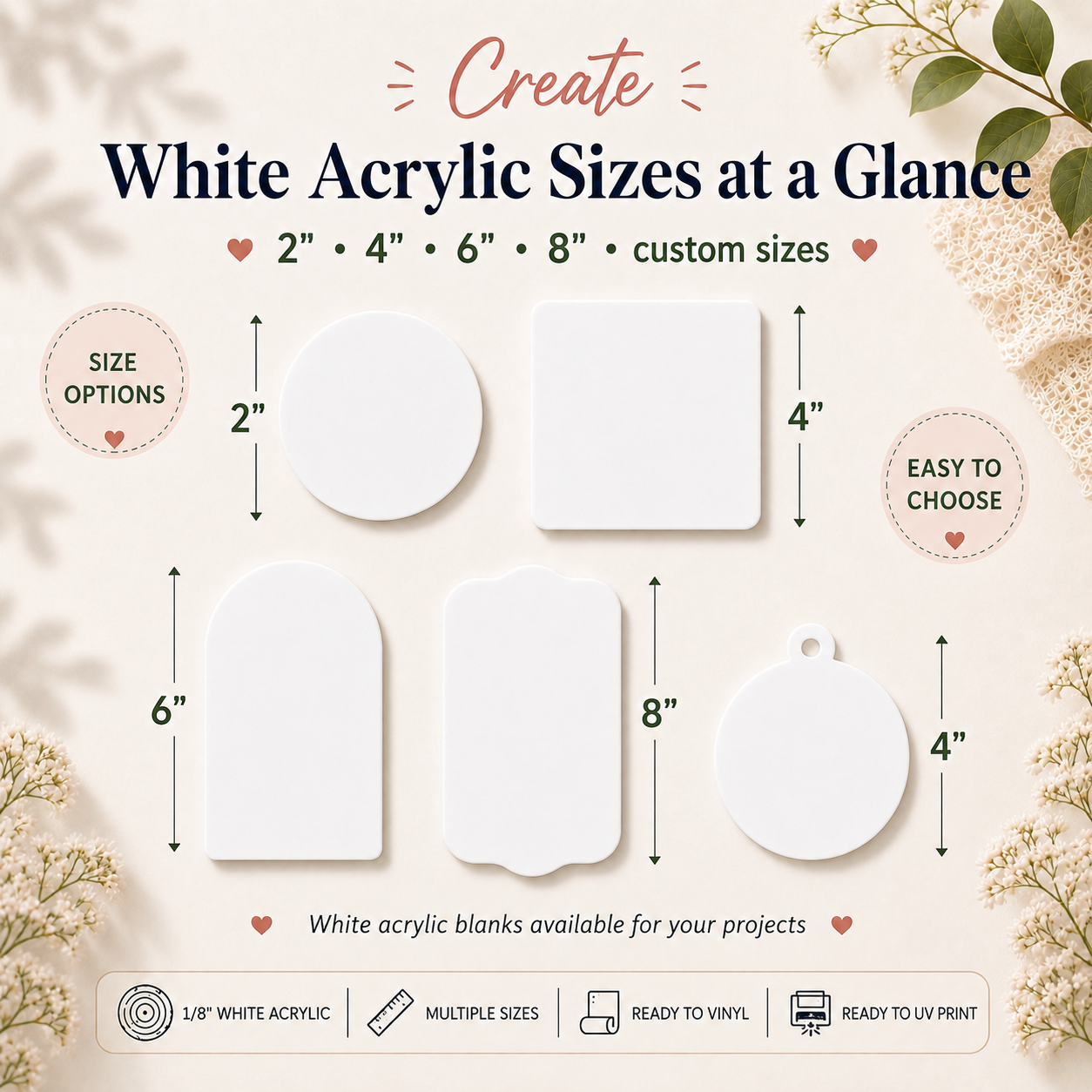 Custom Acrylic Shape Cut Outs for Sublimation and UV Printing