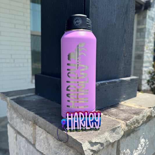 Customized Serape Keychain & Engraved Sports Water Bottle