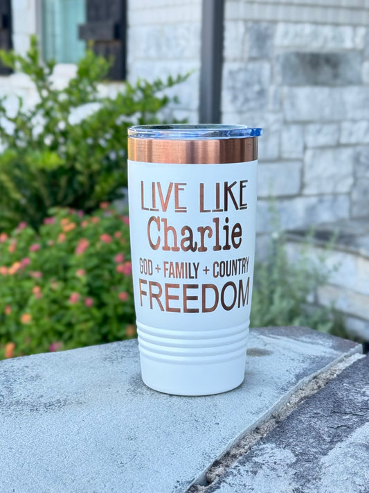 Engraved Tumbler Charlie Kirk Memorabilia