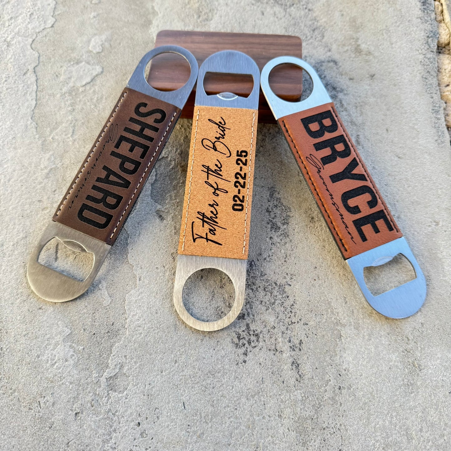 Personalized Engraved Leatherette Bottle Opener — Custom Gift