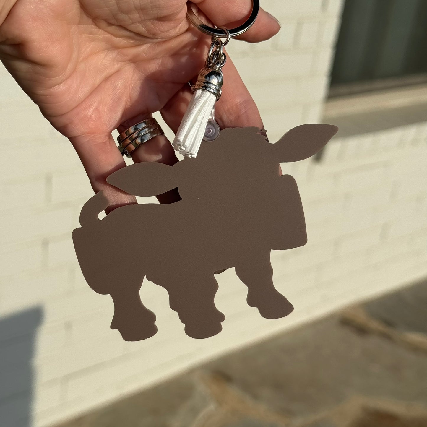 Western Cow Shape Keychain with 3D Layered Name — Personalized