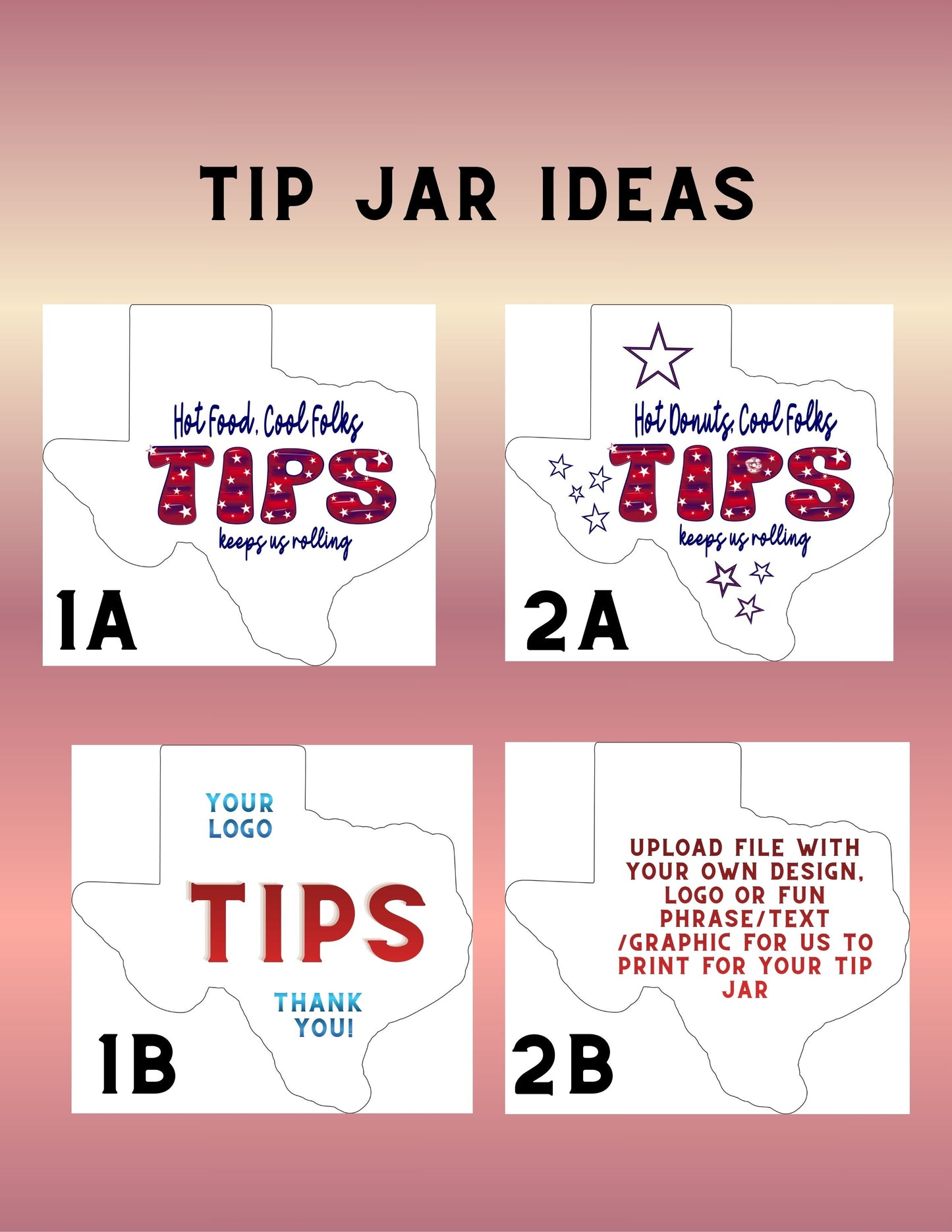 Wooden Texas Tip Jar for Boutiques, Vendors & Small Businesses