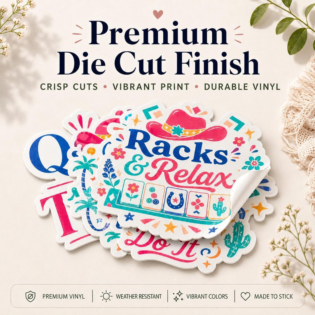 Colorful Mahjong-themed vinyl stickers