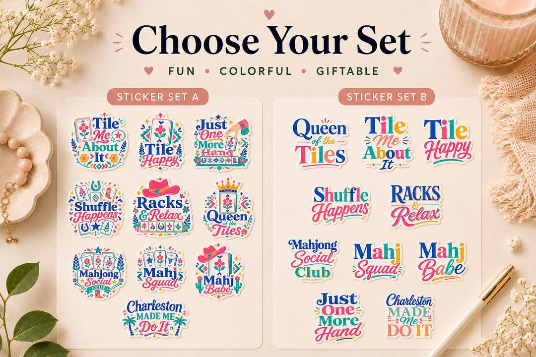 Mahjong sticker designs set