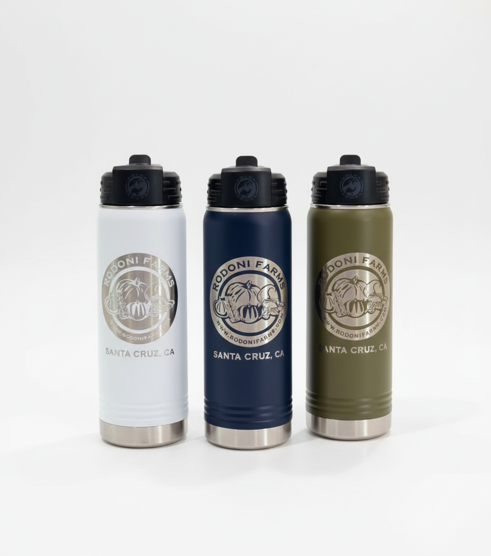 Custom business logo engraved water bottle for corporate gifts and branded merchandise
