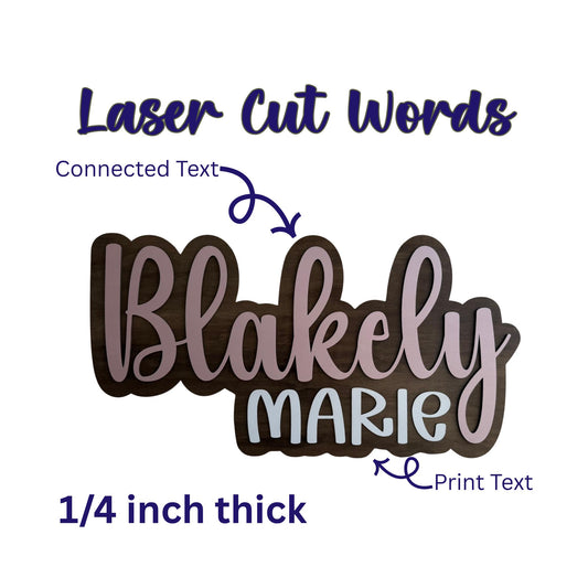 Wooden Words Custom Laser Cut Out for Home Decor or Crafts 1/4” Thick