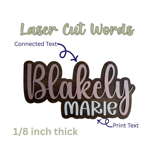 Custom Laser Cut Word(s) for Wall Signs or Wooden Door Hangers 1/8” Thick